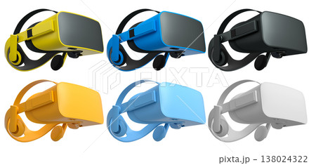 Virtual reality glasses and headset isolated on white background with clipping path Virtual reality glasses and headset isolated on white background with clipping path 138024322