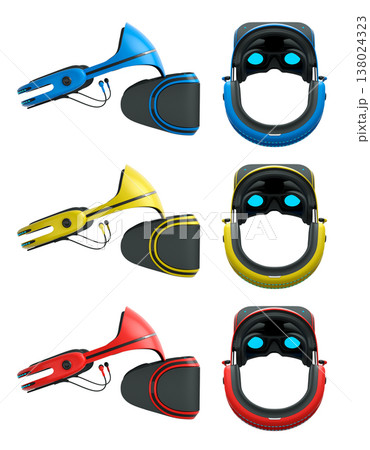 Virtual reality glasses and headset isolated on white background with clipping path Virtual reality glasses and headset isolated on white background with clipping path 138024323