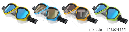 Set of diving mask and snorkel for snorkeling on white background. Set of diving mask and snorkel for snorkeling on white background. 138024355