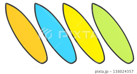 Set of surfboard for summer surfing on surf board on white background. Set of surfboard for summer surfing on surf board on white background. 138024357