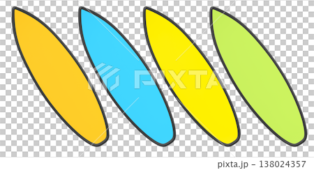 Set of surfboard for summer surfing on surf board on white background. 138024357