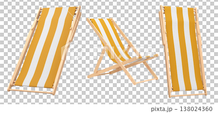 Set of striped beach chairs for summer getaways isolated on white background. Set of striped beach chairs for summer getaways isolated on white background. 138024360