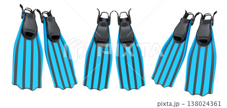 Set of diving flippers for summer holidays and snorkeling on white background. 138024361