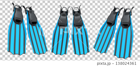 Set of diving flippers for summer holidays and snorkeling on white background. 138024361