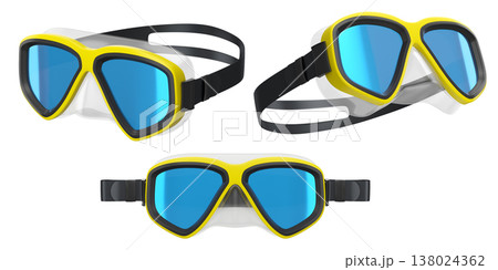 Set of diving mask and snorkel for snorkeling on white background. 138024362