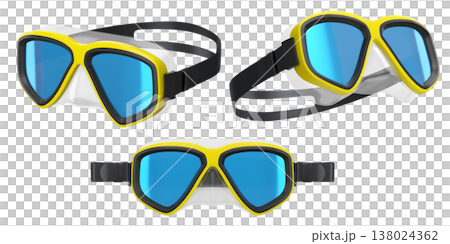 Set of diving mask and snorkel for snorkeling on white background. 138024362