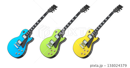 Set of electric acoustic guitar isolated on white transparent background. 138024379