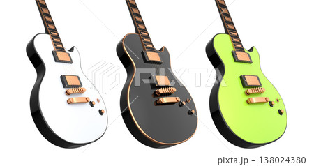 Set of electric acoustic guitar isolated on white transparent background. Set of electric acoustic guitar isolated on white transparent background. 138024380