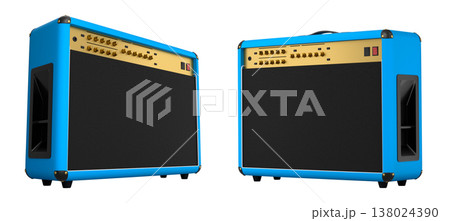 Set of classical electric and acoustic guitar amplifier isolated on white background. Set of classical electric and acoustic guitar amplifier isolated on white background. 138024390