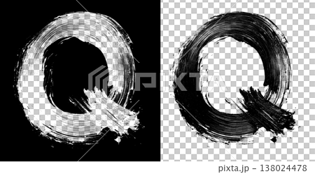 Brushstroke letter Q in bold grunge style on split isolated black and white background, symbolizing contrast and creativity 138024478