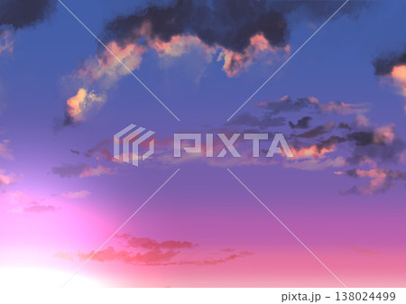 いろいろな時間帯の空と雲と太陽の背景 138024499