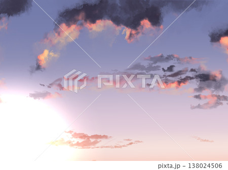 いろいろな時間帯の空と雲と太陽の背景 138024506