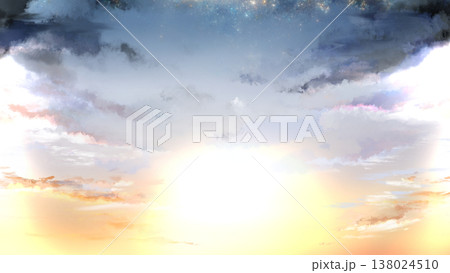 いろいろな時間帯の空と雲と太陽の背景 138024510