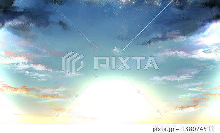 いろいろな時間帯の空と雲と太陽の背景 138024511