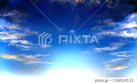 いろいろな時間帯の空と雲と太陽の背景 138024512