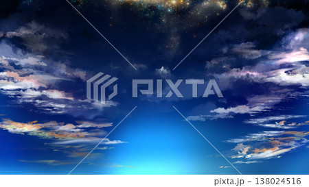 いろいろな時間帯の空と雲と太陽の背景 138024516