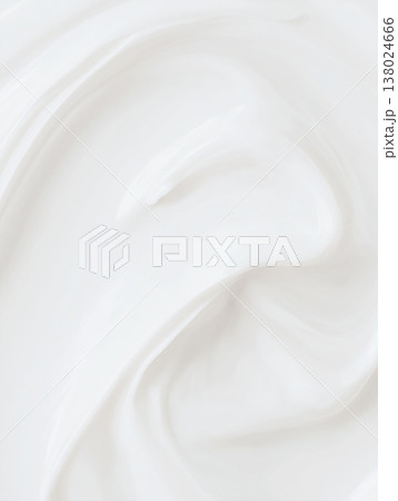White swirling creamy texture shown in minimalist style on light background, concept of purity and softness feel cosmetics product 138024666