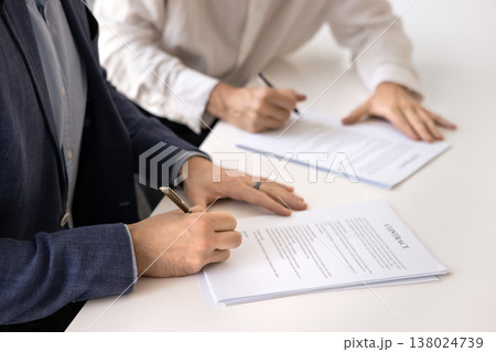 Formal commitment through contract signing, close up Formal commitment through contract signing, close up 138024739