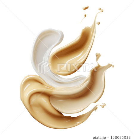 Golden and white swirling liquid texture shown in glossy style isolated on white background, concept of luxury and creativity Golden and white swirling liquid texture shown in glossy style isolated on white background, concept of luxury and creativity 138025032