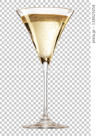 A filled champagne glass with golden bubbles isolated on white background, concept of celebration and elegance A filled champagne glass with golden bubbles isolated on white background, concept of celebration and elegance 138025058