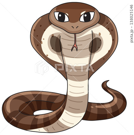 Cute Brown Cobra Snake Vector Illustration Isolated on White Background 138025146