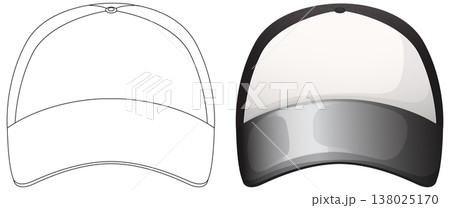 Front View Vector Illustration of Baseball Cap Front View Vector Illustration of Baseball Cap 138025170
