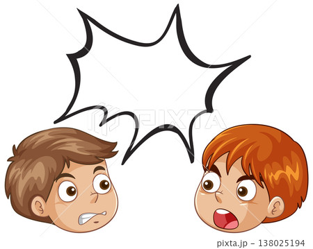 Two Angry Boys Arguing with Blank Comic Speech Bubble Two Angry Boys Arguing with Blank Comic Speech Bubble 138025194