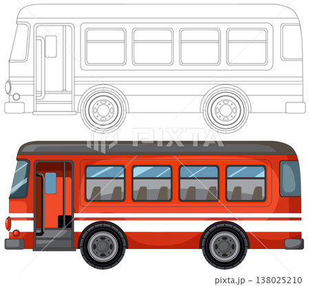 Red City Bus Side View Vector Illustration Red City Bus Side View Vector Illustration 138025210