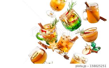 Apple Cinnamon Punch in a green mug with a festive garnish for a celebratory feel Apple Cinnamon Punch in a green mug with a festive garnish for a celebratory feel 138025251