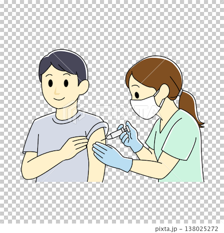 優しいタッチの男性患者に注射する看護師 優しいタッチの男性患者に注射する看護師 138025272
