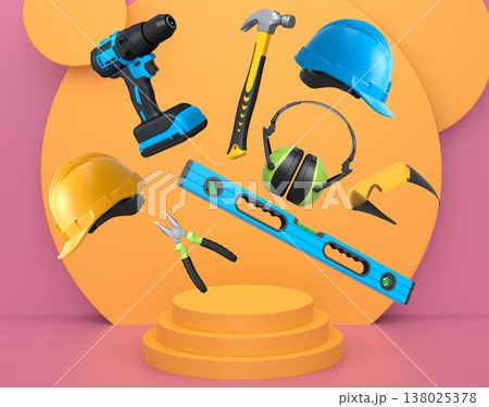 Abstract scene or podium for product showcase on monochrome background. Abstract scene or podium for product showcase on monochrome background. 138025378