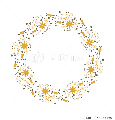 花と植物のシンプルでおしゃれなリース 枠 フレーム 花と植物のシンプルでおしゃれなリース 枠 フレーム 138025460