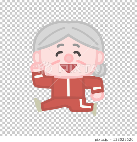 体操服を着た可愛い高齢者女性の運動イラストセット 138025520