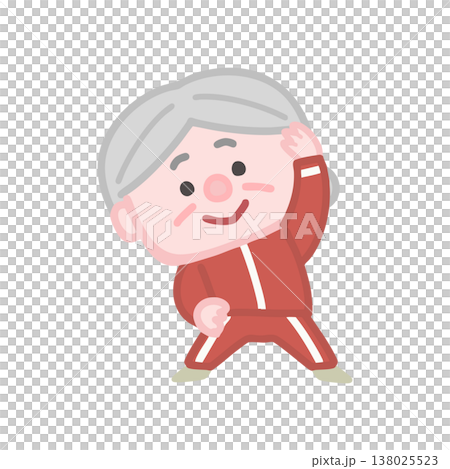 一組可愛的老年女性穿著運動服鍛鍊的插圖。 138025523