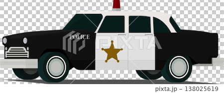 Old police car angled front side view illustration Old police car angled front side view illustration 138025619