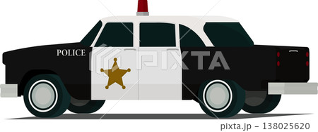 Old police car angled rear side view illustration 138025620