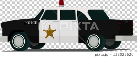 Old police car angled rear side view illustration 138025620