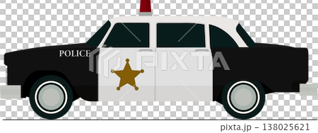 Old police car flat side view illustration 138025621