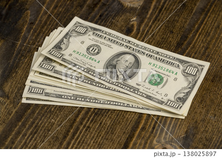 old series dollars from 1990 that are legal tender, money with a face value of one hundred dollars close up 138025897