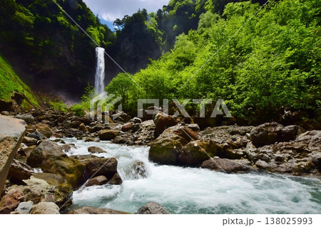 新緑に包まれる奥飛騨　平湯大滝 138025993