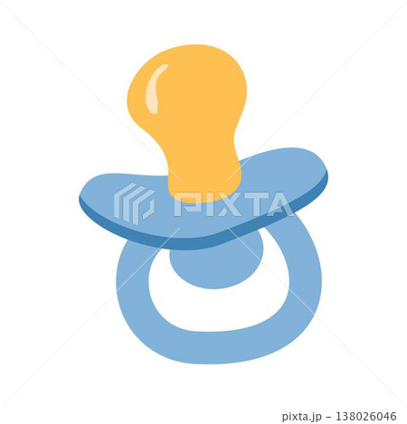 baby pacifier with a yellow and blue shield ringのイラスト素材 [138026046] - PIXTA