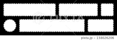 Horizontal frame set with double irregular wave edges. Abstract irregular square box shapes and rectangular 2x1, 3x1, 4x1, 5x1 aspect ratio banners with copy space 138026206