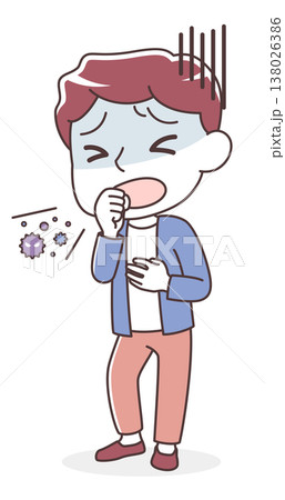 咳き込む男性のイラスト(体調不良・風邪・ウイルス) 咳き込む男性のイラスト(体調不良・風邪・ウイルス) 138026386