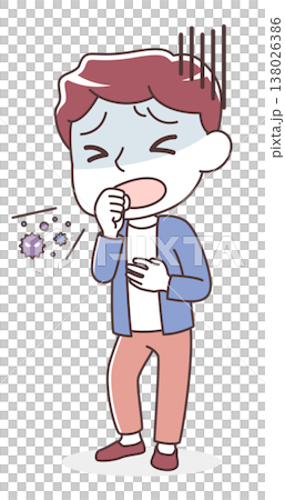 咳き込む男性のイラスト(体調不良・風邪・ウイルス) 咳き込む男性のイラスト(体調不良・風邪・ウイルス) 138026386