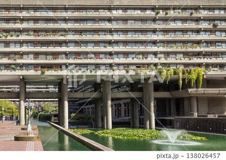 Concrete balconies and water fountains at the Barbican Centre Concrete balconies and water fountains at the Barbican Centre 138026457