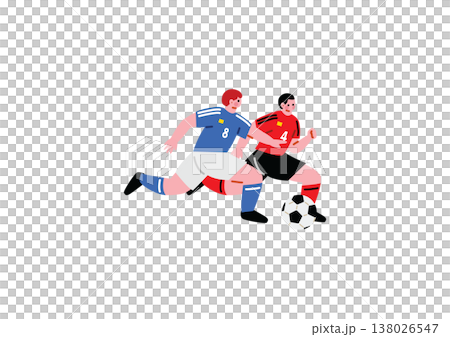 Illustration of a soccer player chasing a ball. Illustration of a soccer player chasing a ball. 138026547