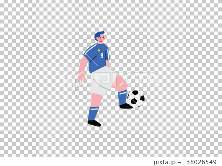 リフティングするサッカー選手イラスト 138026549