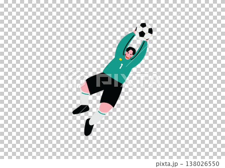 ボールをキャッチするゴールキーパーのイラスト 138026550