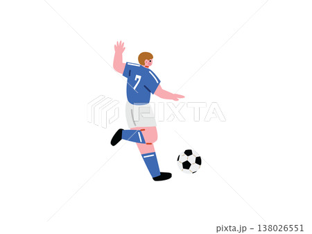 ボールを蹴るサッカー選手のイラスト 138026551
