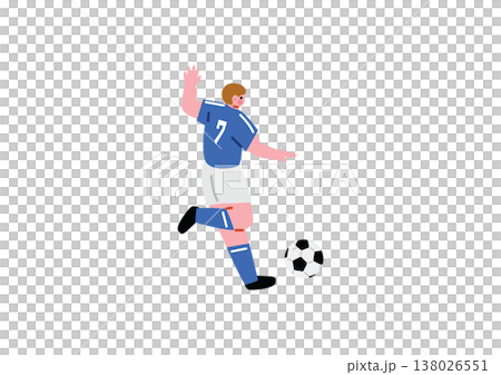 ボールを蹴るサッカー選手のイラスト 138026551